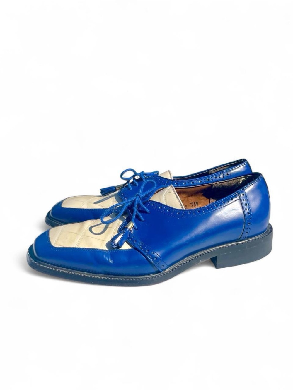Vintage Giorgio Brutini Blue Cream Two Tone Tassel Oxford Shoes 7M